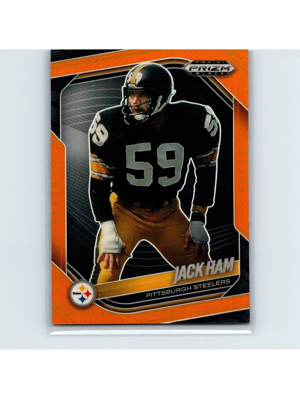2025 Panini Prizm Black Jack Ham #120 Prizms Orange #/49 Pittsburgh Steelers